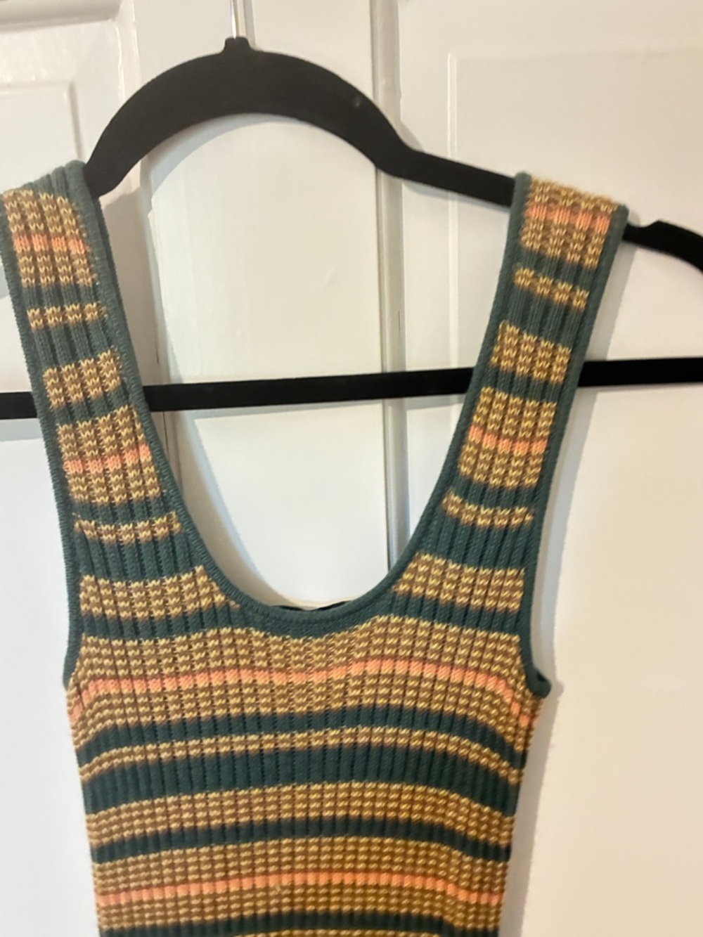 NWT MADEWELL Sleeveless Knit Stripe Maxi Dress in Green and Mustard - Picture 8 of 8